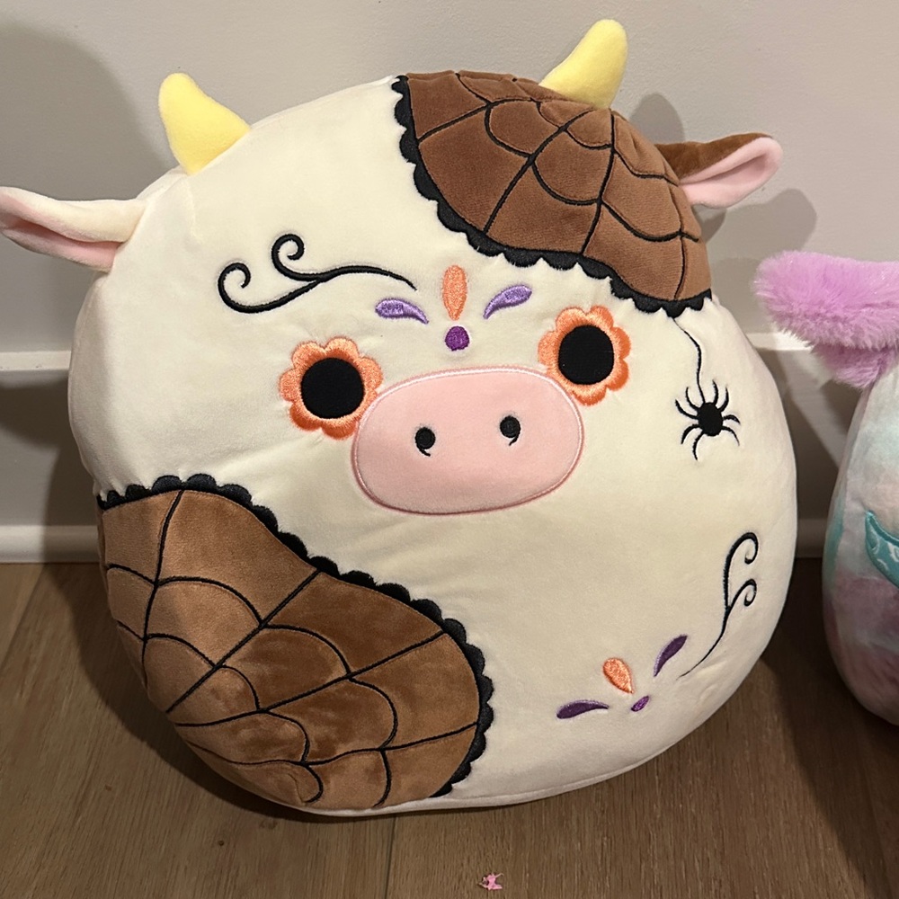 Plush Cow Pillow - Cream and Brown